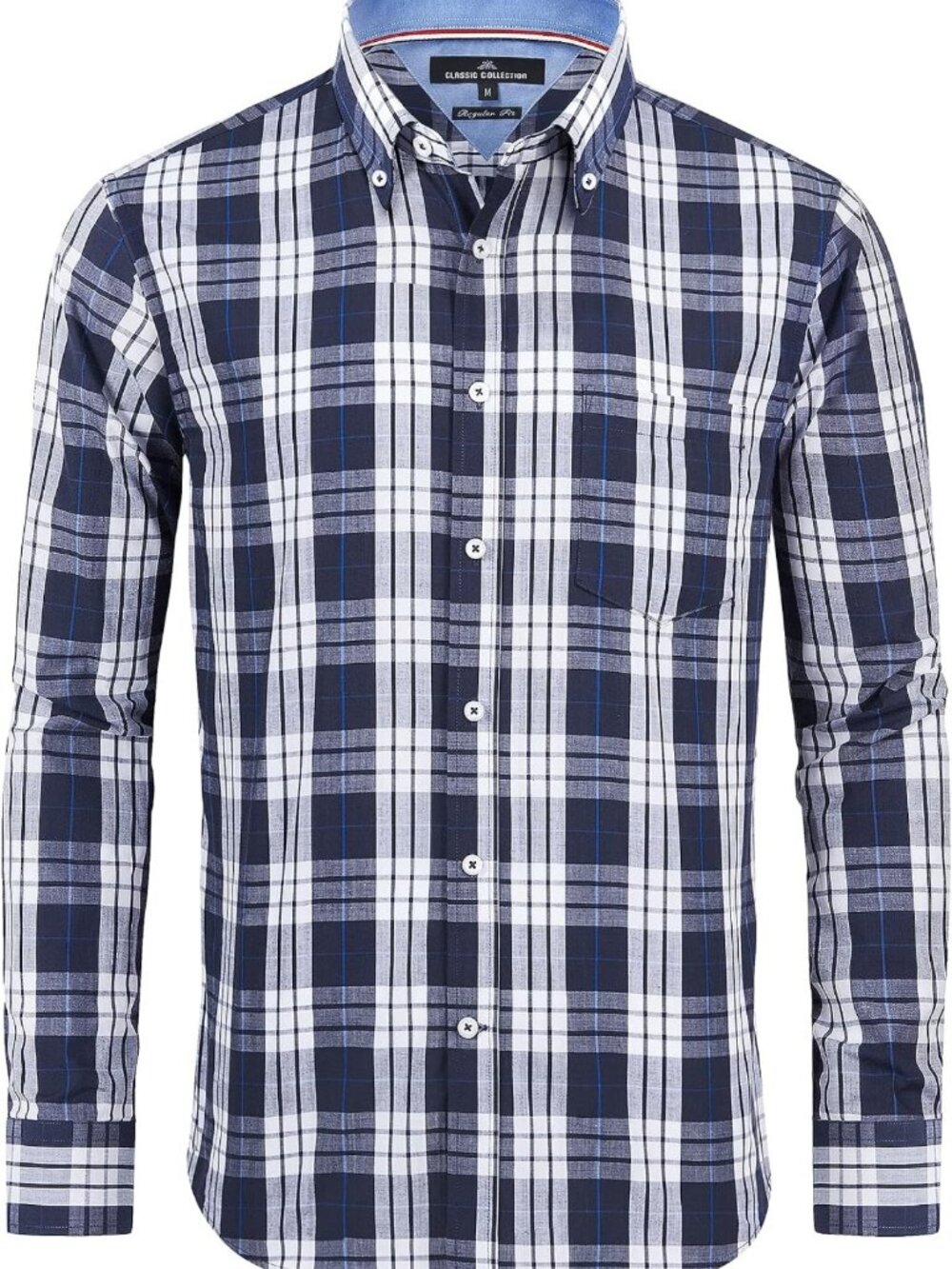 Stylish Men's Plaid Button Down Shirt - Cotton Long Sleeve Gingham Dress Shirt